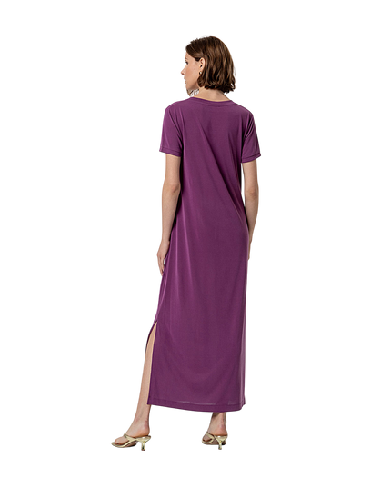 LONG DRESS WITH SLITS AND V-NECK PURPLE