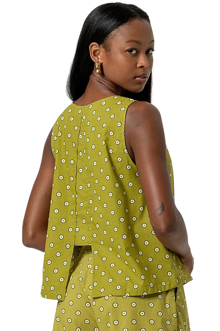 SURKANA GREEN SLEEVELESS ROUND-NECK TOP