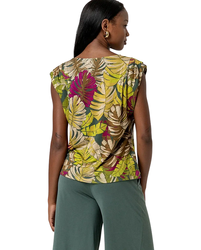 SURKANA SLEEVELESS TOP WITH DRAPING GREEN