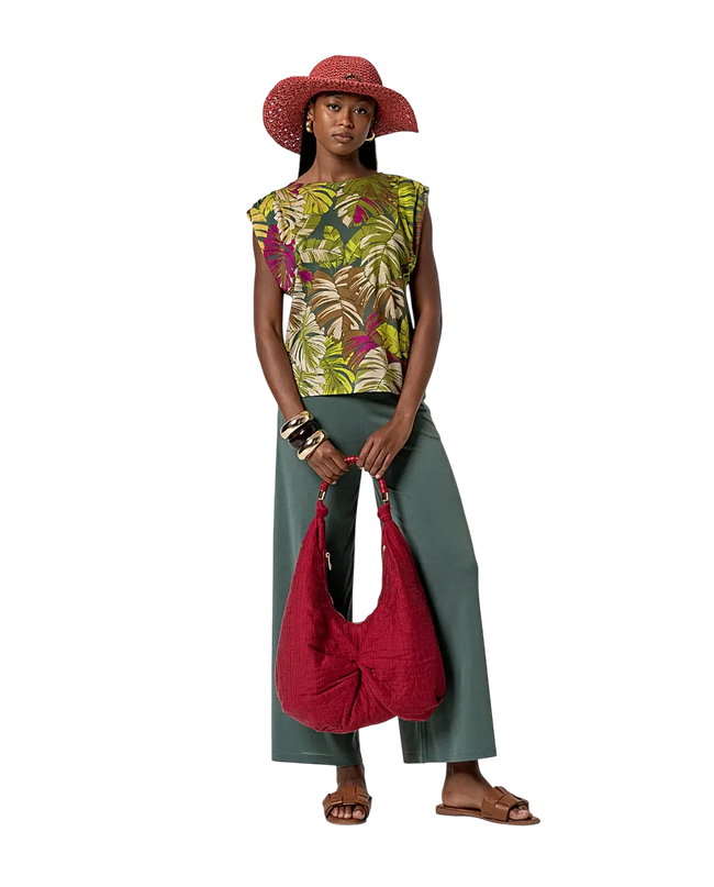 SURKANA SLEEVELESS TOP WITH DRAPING GREEN
