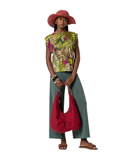 SLEEVELESS TOP WITH DRAPING GREEN