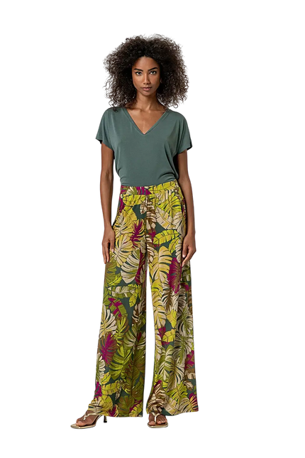 GREEN WIDE-LEG PANTS