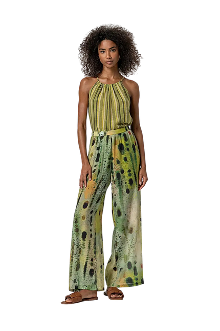 GREEN WIDE-LEG PANTS