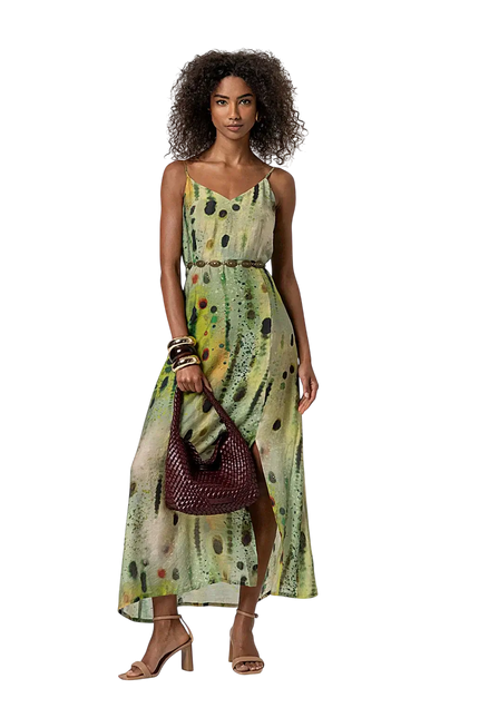 SURKANA GREEN V-NECK STRAP DRESS