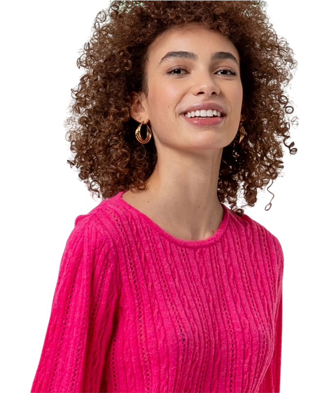 Surkana Round-neck jumper with pointelle Cherry