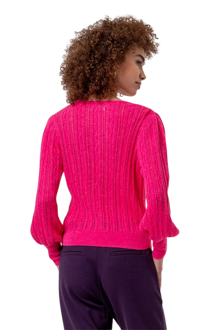 Surkana Round-neck jumper with pointelle Cherry
