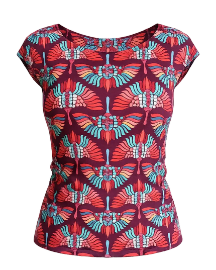 Blondie Top Aubergine – Top coloré pour femmes avec imprimé