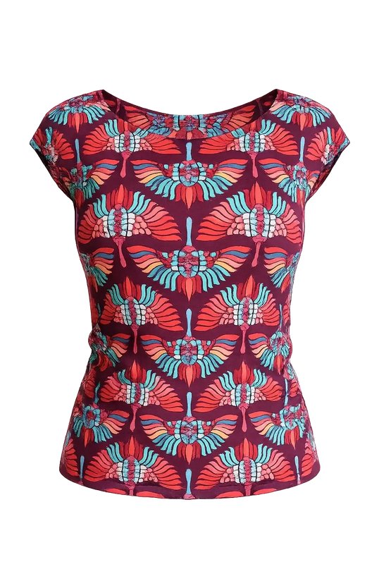 Blondie Top Aubergine – Top coloré pour femmes avec imprimé