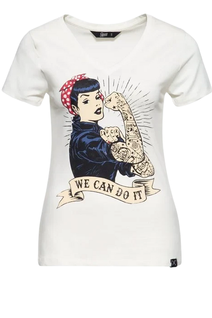 QUEEN KEROSIN TOP "WE CAN DO IT", WIT