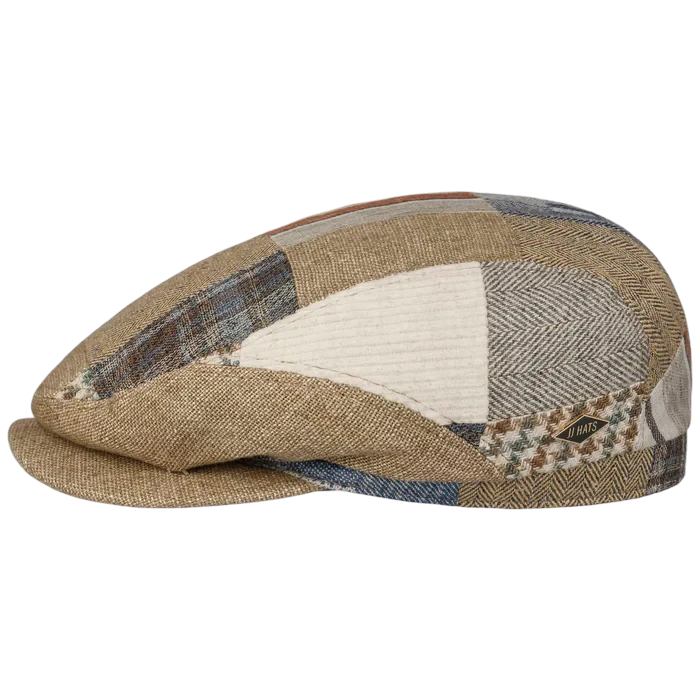 JJ HATS BELFAST PATCHWORK FLAT CAP
