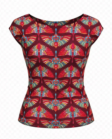 Blondie Top Aubergine – Top coloré pour femmes avec imprimé