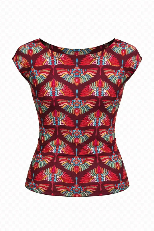 Blondie Top Aubergine – Top coloré pour femmes avec imprimé