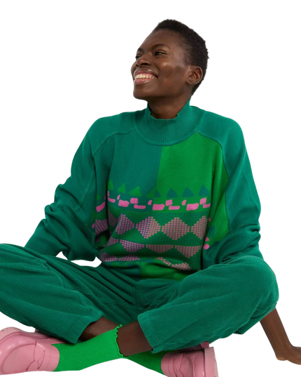 Diamond Loom Egg chunky pullover green
