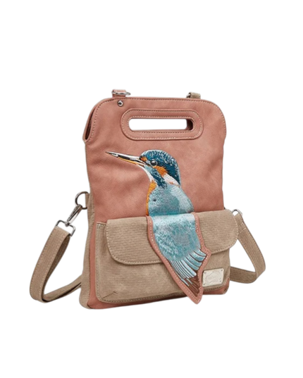 hand- / schoudertas / clutch "King Fisher", pink/ beige