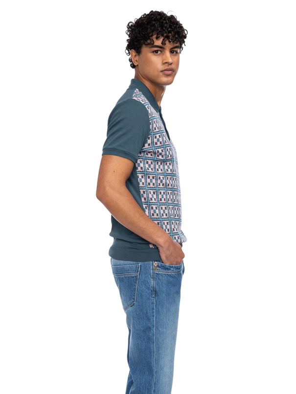ATO BERLIN POLO ENZIO, BLAUW/ ROZE