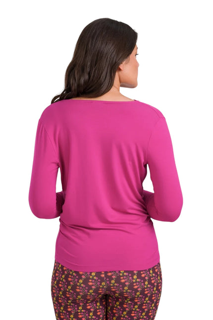 LALAMOUR AVA TOP JERSEY PLAIN, FUCHSIA