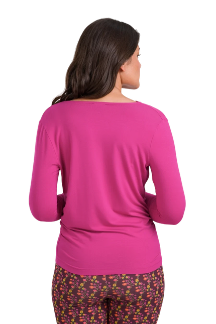 LALAMOUR AVA TOP JERSEY PLAIN, FUCHSIA