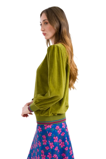 LALAMOUR JUICE SWEATER VELOUR, SPHAGNUM