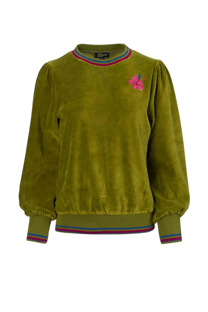 LALAMOUR JUICE SWEATER VELOUR, SPHAGNUM