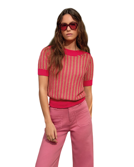BOAT NECK SHORT SLEEVE SWEATER PINK