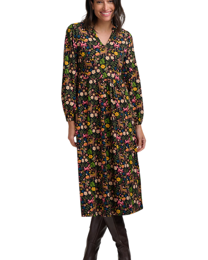 Sugarhill Brighton Nyla Jersey Midi Dress, black forest folklore