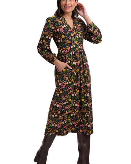 Sugarhill Brighton Nyla Jersey Midi Dress, black forest folklore