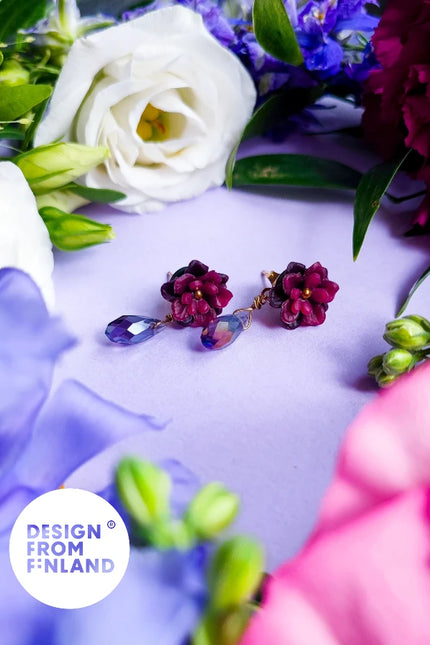 DAUGHTER OF THE NORTH WILD ROSE STUD EARRINGS, 18K GOLD PLATED