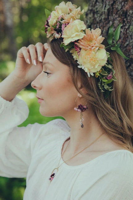 DAUGHTER OF THE NORTH WILD ROSE HOOP EARRINGS