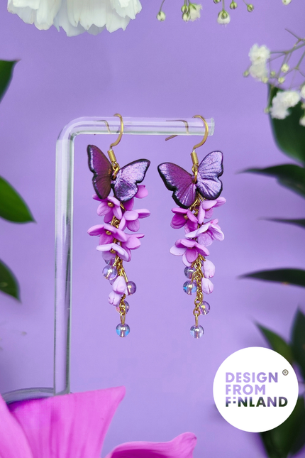 DAUGHTER OF THE NORTH LILAC OF DREAMS OORBELLEN, MID SIZE, 18K GOLD PLATED
