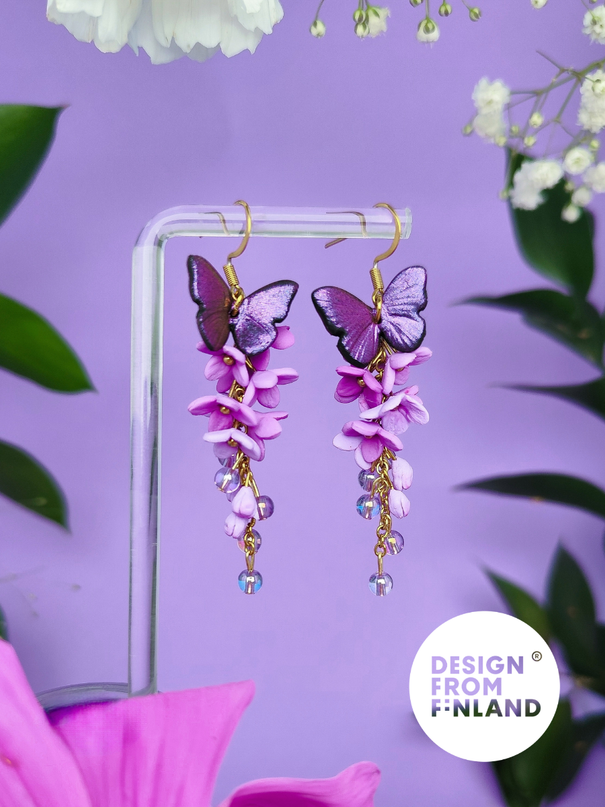 DAUGHTER OF THE NORTH LILAC OF DREAMS OORBELLEN, MID SIZE, 18K GOLD PLATED