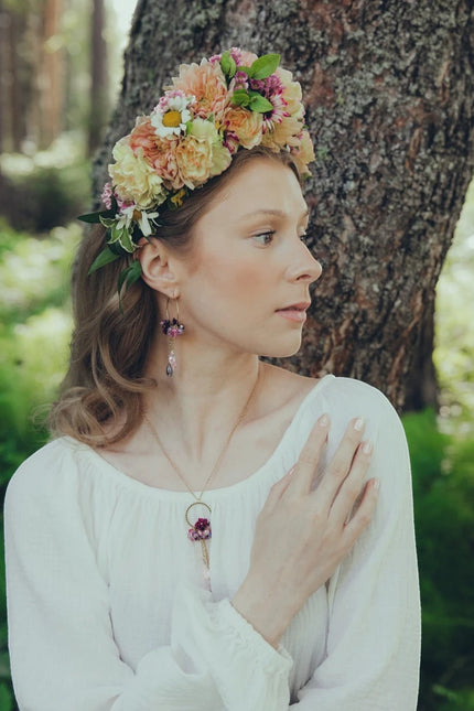 DAUGHTER OF THE NORTH WILD ROSE HOOP EARRINGS