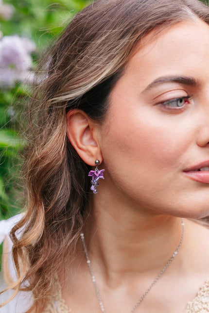DAUGHTER OF THE NORTH, THE LILAC OF DREAMS EARRING SMALL STUD, 18K GOLD PLATED