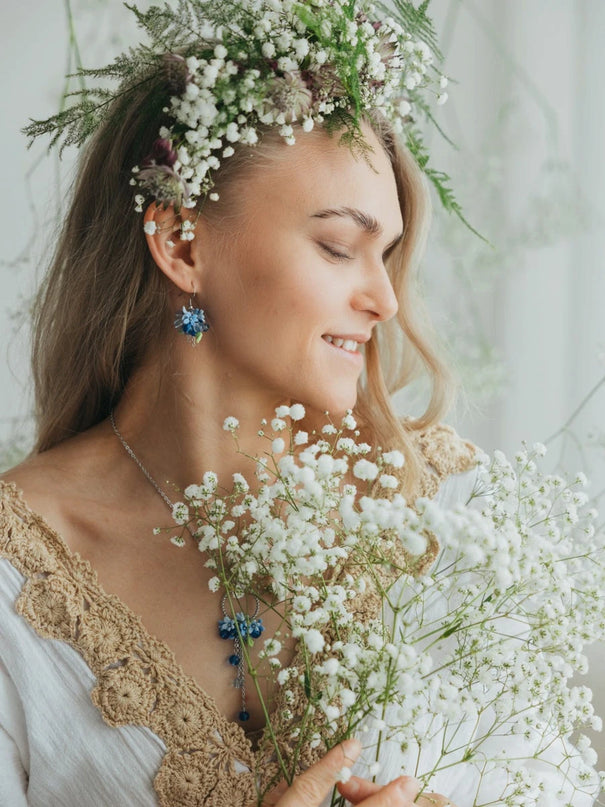 DAUGHTER OF THE NORTH FORGET ME NOT OORBELLEN 18K GOLD PLATED