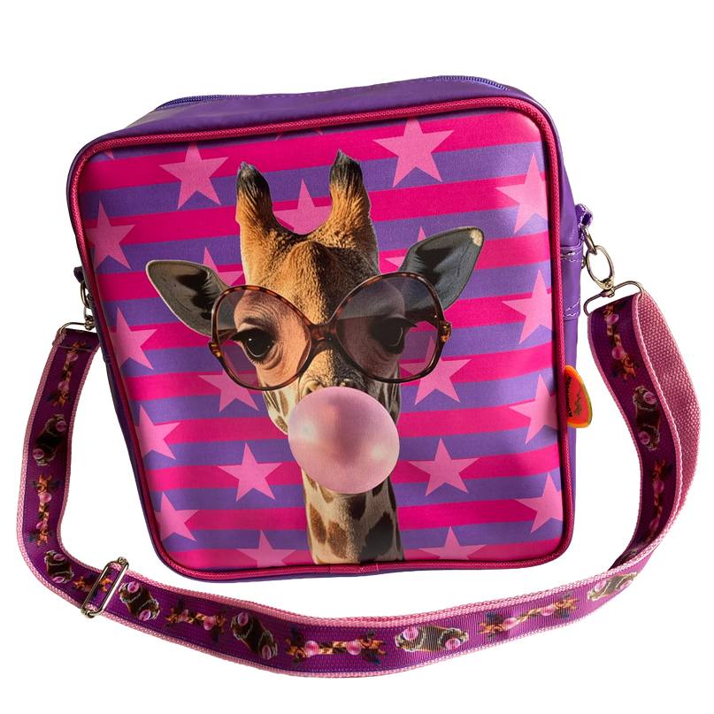 KUNSTBOER SQUARE SHOUDERBAG GIRAFFE BUBBLE GUM