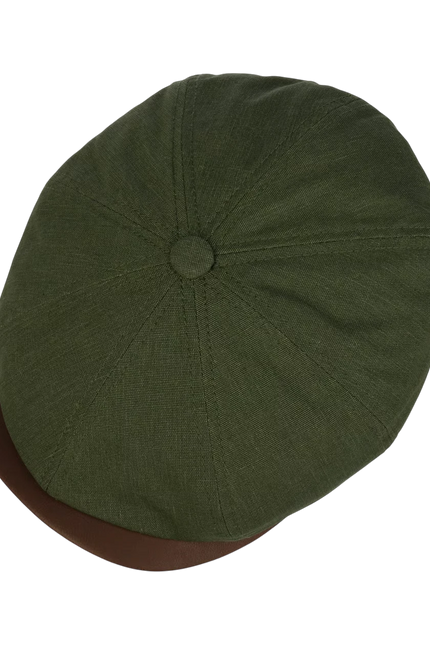 STETSON HATTERAS WAXED COTTON LINEN CAP, GREEN