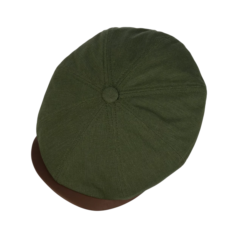 STETSON HATTERAS WAXED COTTON LINEN CAP, GREEN