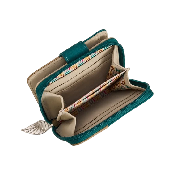 HI-DI-HI PORTEMONEE,  TURQUIOSE EN BEIGE