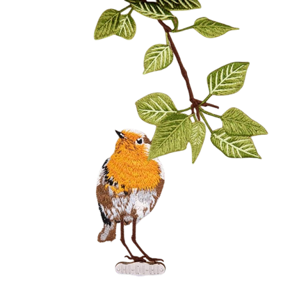 HI-DI-HI SCHOUDERTAS TWEET MET GEBORDUURD ROODBORSTJE, BRUIN