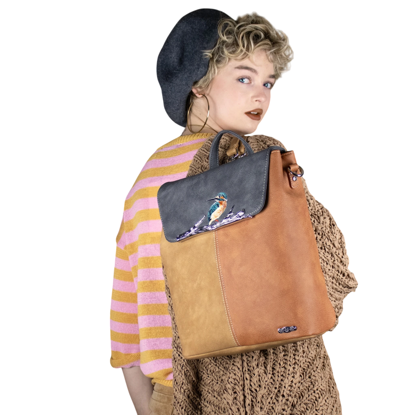 HI-DI-HI HAND/ SCHOUDER/ RUGZAK TIMBER BRUIN/ BEIGE, PIMPELMEES