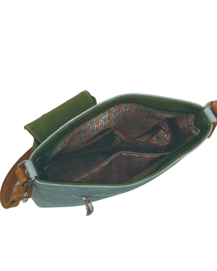 HI-DI-HI TAS "QUAK", BLAUW/ GROEN/ COGNAC