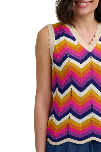 SUGAR HILL BRIGHTON ROSY KNIT VEST MULTI, SUNSET CHEVRON