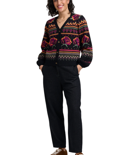 Sugarhill Brighton Adrian Cardigan, black wild roses
