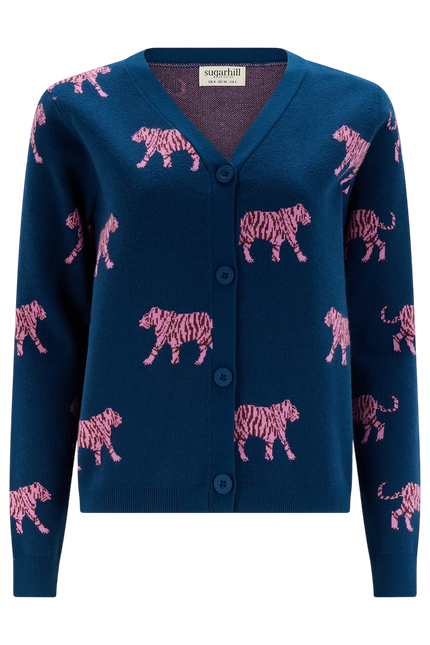 SUGARHILL BRIGHTON JENNIFER CARDIGAN, TEAL TIGER REPEAT