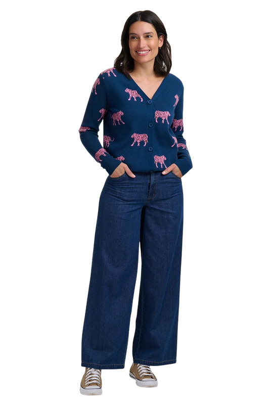 SUGARHILL BRIGHTON JENNIFER CARDIGAN, TEAL TIGER REPEAT