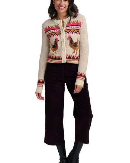 Sugarhill Brighton Larisa Cardigan, cream country chickens