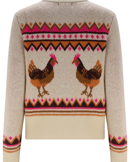 Sugarhill Brighton Larisa Cardigan, cream country chickens
