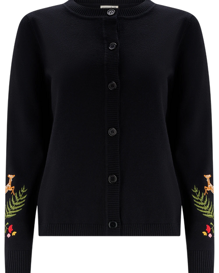 Sugarhill Brighton Kamila Cardigan, black woodland embroidery