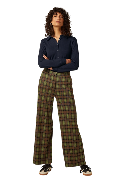 KING LOUIE FEDERICA PANTS TIMBER CHECK, MULTI COLOR