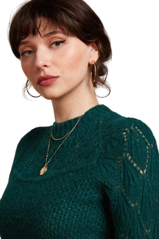 King Louie Jeannie Yoke Sweater Farfalle Pine Green