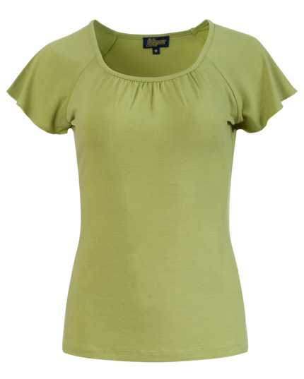Butterfly top short sleeve, plain bright olive